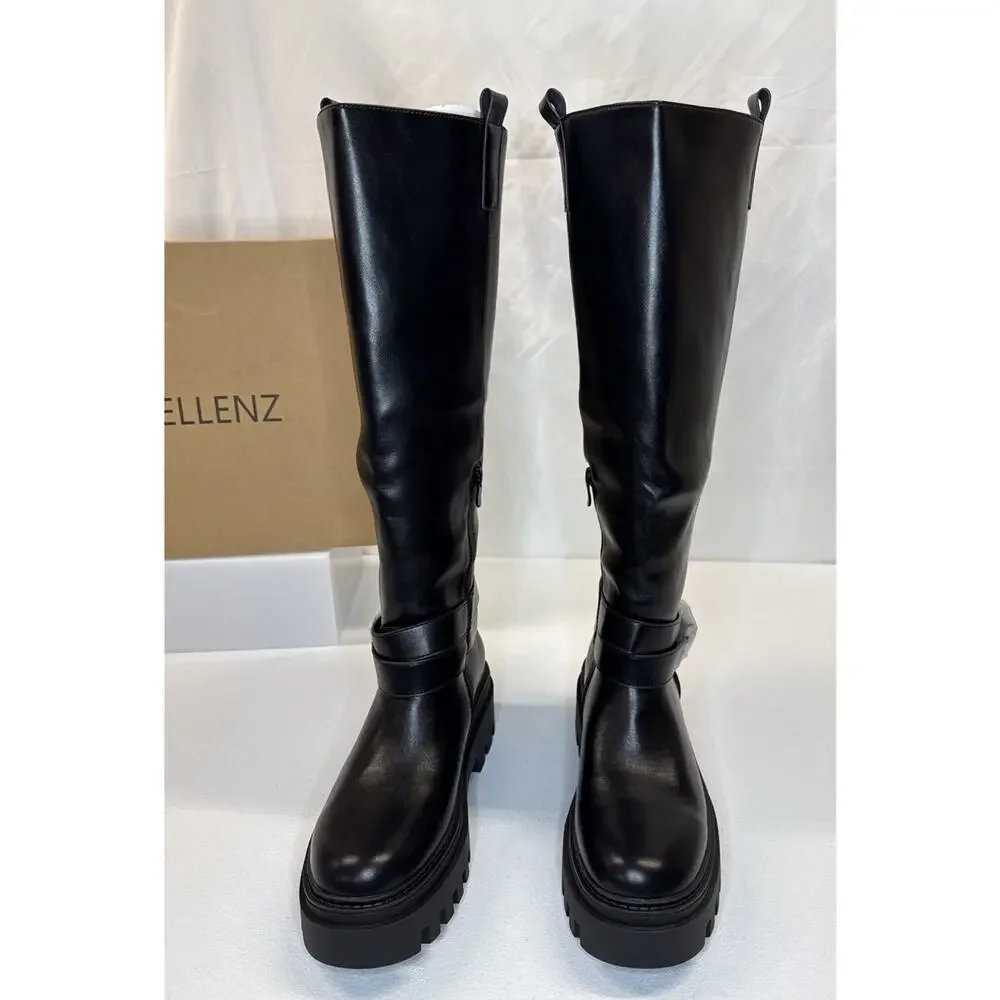 Cellenz Women’s Knee High Boots: 2.6 Inch Platform Round Toe Boot Black Size 7